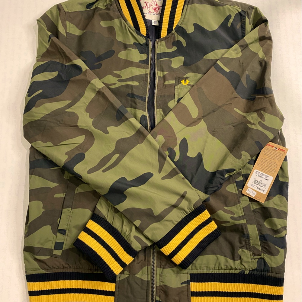 True Religion 2002 World Tour Camo Bomber Jacket Size Medium